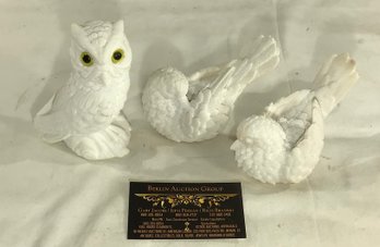 Salt Owl And Two Doves, Owl 5 In And Doves 3.5 In Height