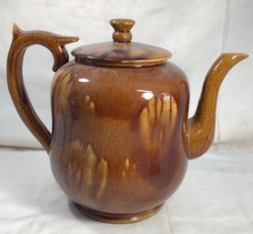 Vintage Stoneware Teapot, 9.5 In Height - Marked Fire Proof On Bottom