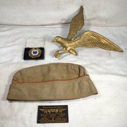 WWII Hat, Flying Eagle, Rhode Island Badge Pin