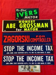 Vintage CT Political Bumper Sticker Lot Of 5