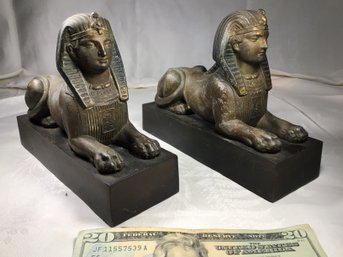 White Metal Sphinx Bookends