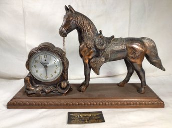 Vintage Spartus Clock With Horse, Galter Productions, EC5OM Clock Movement, Made In USA