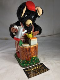 Vintage Tin Toy Bear, Battery Operated, Made In Japan