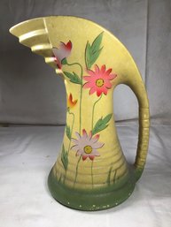 Antique Hand Painted Pitcher, Marked E And 8o 8 With Symbol On Bottom, 10 In Height - See Description