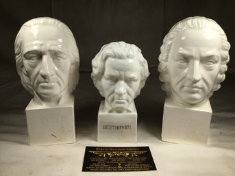 Beethoven, Bach, And Liszt - Three Busts, Beethoven Cast In Porcelain, 6 In Height - See Description