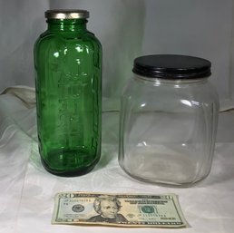 2 Vintage Glass Jars