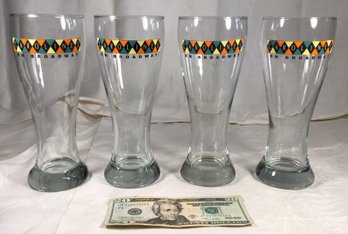 Set Of 4 Vintage Carolines On Broadway Tall Pilsner Beer Glass