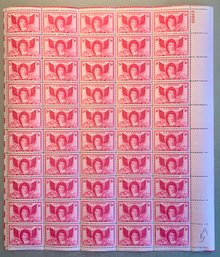 Full Sheet Of 50, 3c U.S. Stamps, Francis Scott Key, SHIPPPABLE