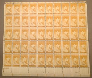 Full Sheet Of 50, 3c U.S. Stamps, Gold Star Mothers, SHIPPPABLE