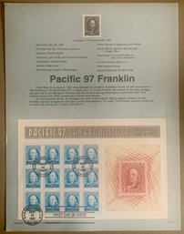 U.S. Stamp FDC Sheet - 50c Pacific 97 Franklin, San Francisco, Circa 1997, SHIPPABLE