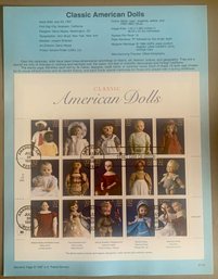 U.S. Stamp FDC Sheet - 32c Classic American Dolls, Circa 1997, SHIPPABLE