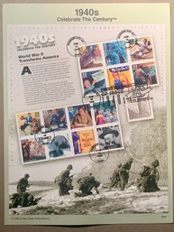 U.S. Stamp FDC Sheet - 32c Celebrate The Century 1940s,  Circa 1998, SHIPPABLE