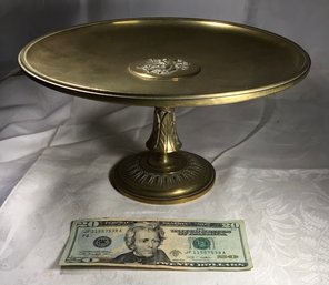 Bronze Plate On Pedestal - 10 In Diameter, Height 5 In, SHIPPABLE