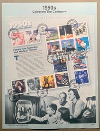 U.S. Stamp FDC Sheet - 32c Celebrate The Century 1950s, Circa 1998, SHIPPABLE