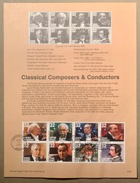 U.S. Stamp FDC Sheet - Circa 1997 Classical Composers & Conductors, SHIPPABLE