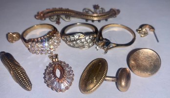 Vintage & Antique Jewelry. Bar Pin, Rings, Etc. SHIPPABLE. See Description.