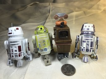 4 Star Wars Action Figures R5-G19,  R3-t7, Gonk Droid, And R5-C7 Hasbro 2006 LFL