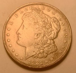 Uncirculated 1921 Morgan Silver Dollar, Coin D, SHIPPABLE