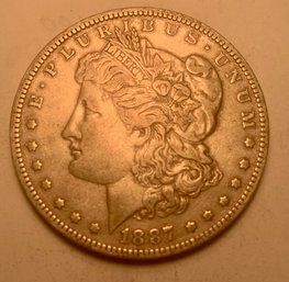 Crisp BU 1887 Morgan Silver Dollar, Coin J, SHIPPABLE