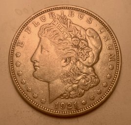 Near Uncirculated 1921-D Morgan Silver Dollar, Coin K, SHIPPABLE