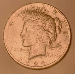 Fine 1922 U.S. Peace Silver Dollar, Coin R, SHIPPABLE