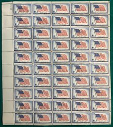 Full Sheet Of 50, 3c4c U.S. Stamps, Long May It Wave, 1957, SHIPPPABLE