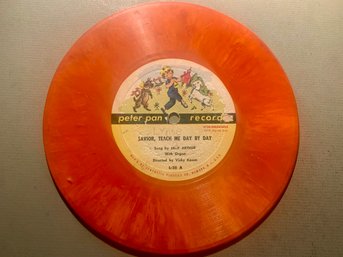 Antique Childrens 78 Rpm Record, Peter Pan Records, Orange Vinyl, SHIPPABLE