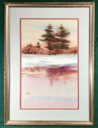 Original Artwork - Signed, N. H. Lawrence, 28 In X 20 1/2 In., Double Matted, Framed W/ Glass