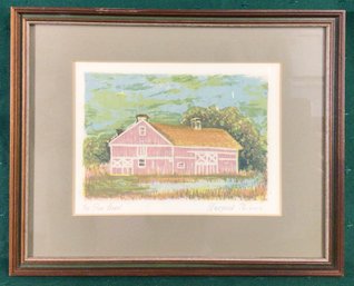 Framed Lithograph - The Pink Barn, Pencil Signed Margarite Philbrick - 10 3/4 In X 8 1/2 In