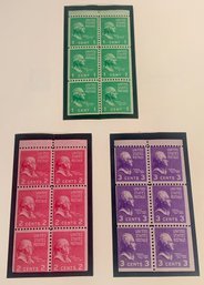 1939 Rotary Press Booklet Pane, U.S. Stamps, 1, 2, & 3c Issues
