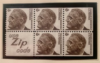 1968 - Use Zip Code Booklet Pane, 6c Roosevelt Scott 1284c