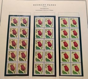 1991 Booklet Panes, The F - Flower Issues, All 3 Types, U.S. Stamps