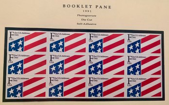 1991 Booklet Pane, The F - Die Cut Flag Issue, Self-adhesive, U.S. Stamps