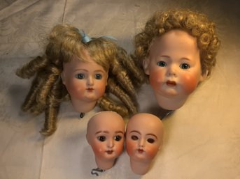 4 Hand Made Doll Heads, Made To Look Antique - #8, SHIPPABLE!