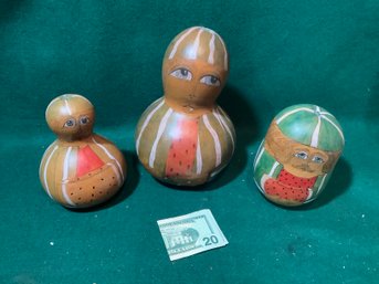 Artist Painted Gourd Lot Of 3