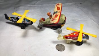 Tin Wind-up Old - The Loop Airplane, & Vintage Helicopters - SHIPPABLE!