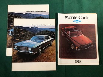 3 Automotive Showroom Catalogs: Monte Carlo By Chevrolet  - 1979, SHIPPABLE!