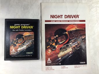 Atari Game - Night Driver, With Booklet, 1980 - SHIPPABLE!