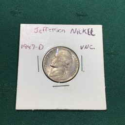 5 Cents - 1947-D VNC. - Jefferson Nickel - #19