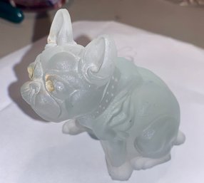 Antique Crystal Glass Bulldog Paperweight, 3 Inch Tall, SHIPPABLE