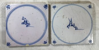 Two Delft Tiles - Blue And White