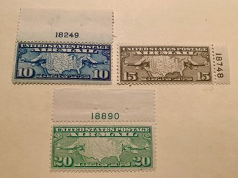 3 Airmail U.S. Stamps, All MNH, With Numbers, SHIPPABLE