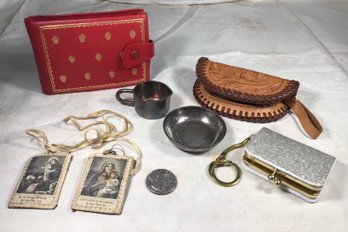 Religious Pendants, Wallets, Miniature Cup And Bowl