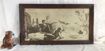 Antique Framed Classical Romanesque Print - 9.5 In X 17.5 In - #C, Beautifully Framed W/Glass