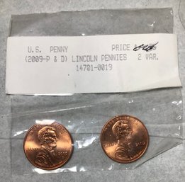 2009 P & D U.S. Lincoln Pennies - PROOF, 2 Var. - SHIPPABLE, #167