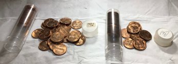 1957-D UNC Wheat Pennies And 1960-D Lincoln Head Pennies - UNC Incomplete Rolls - SHIPPABLE, #170