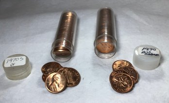 1970 BU Canadian One Cent And 1970-S Lincoln Head Pennies - 2 Rolls UNC - SHIPPABLE, #177