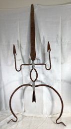 Antique - Hand Forged Iron Folk Art Lightning Rod - Height 46 In