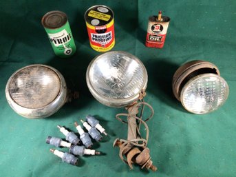 Automotive Parts - Lights, Spark Plugs, Fluids - Lot Of 13