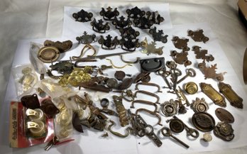 BIG LOT Of ANTIQUE Hardware  Drawer Pulls, Batwing Pulls, Etc. Mostly Brass SHIPPABLE!